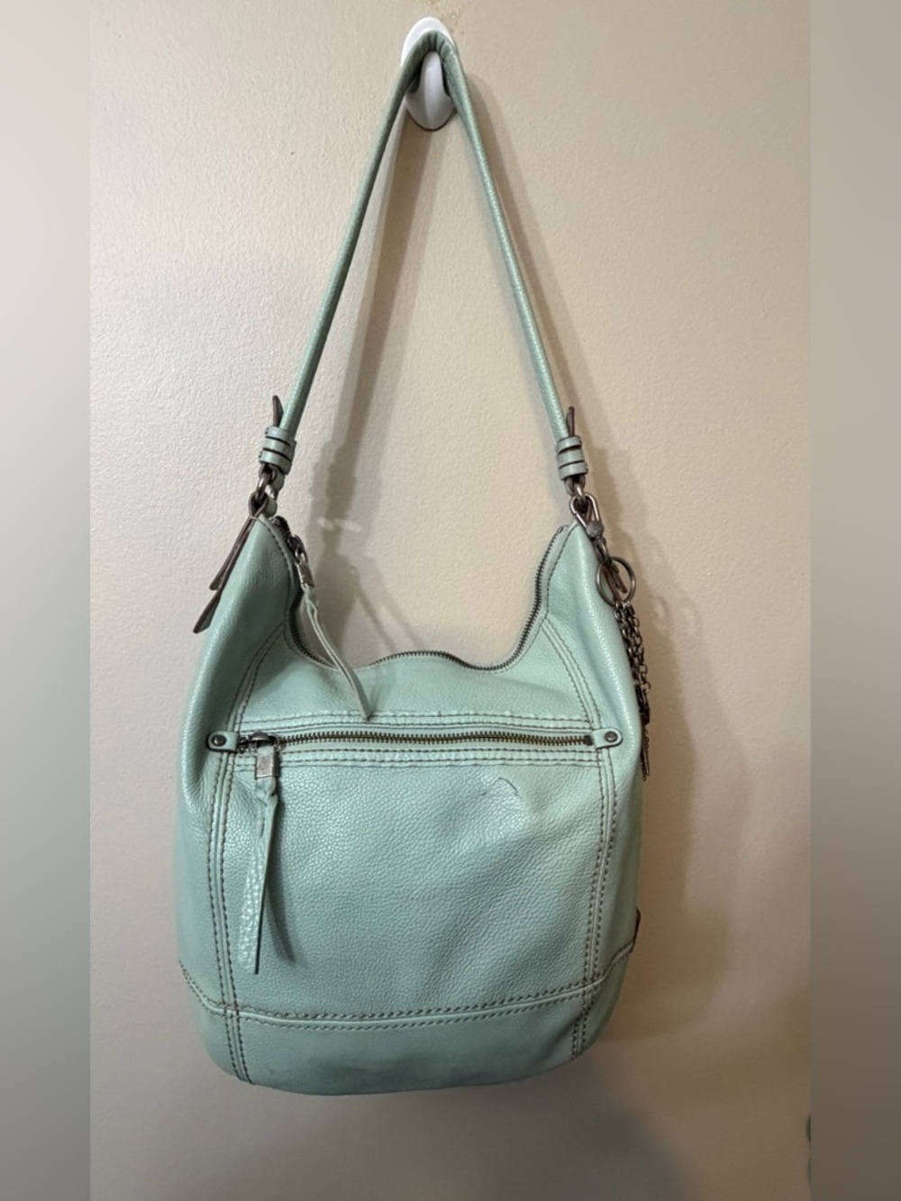 The Sak Mint Green Pebbled Leather Shoulder Bag